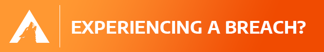 A gradient background transitioning from orange to red with the text "EXPERIENCING A BREACH?" prominently displayed.